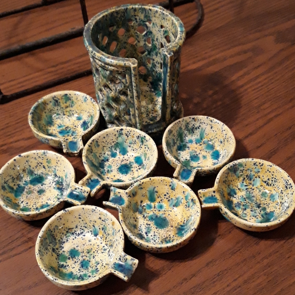 Stackable personal Ashtrays Ceramic Vintage